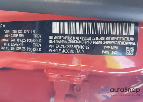 2021 Jeep Renegade Latitude Fwd from USA, damaged, VIN ZACNJCBB8MPN10192